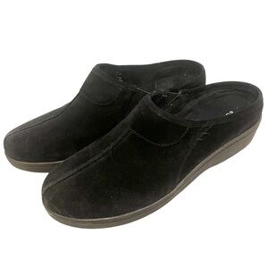 NWOT Easy Spirit Seshana Black Suede Leather SlipOn Clogs Backless Shoes Size 7M
